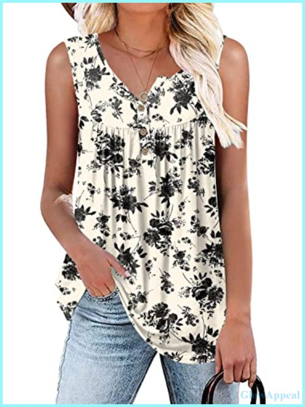 Women's Sleeveless Loose Fit Tank Top Summer Casual Blouse Flowy